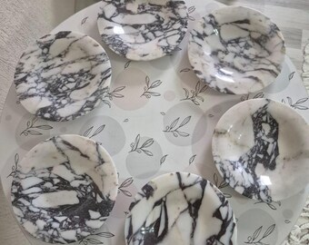 Calacatta Viola Marble Plate Set, Handmade Luxury Dessert and Snack Plate (6 Pieces)