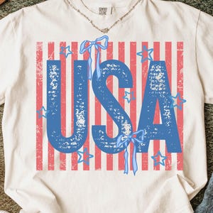 USA Preppy Stripes Stars PNG, Coquette Bow Vaterländisch, 4.Juli Sublimation