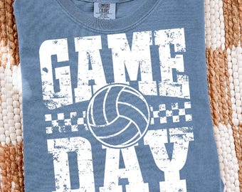 Retro Volleyball Game Day PNG, Distressed Design (Digital Download)