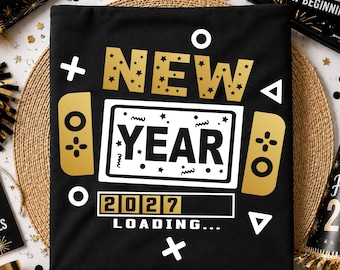 New Year 2026 Loading SVG PNG, Boy New Year Png, Fun Gaming Countdown Gamer Shirt Design (Digital Download)