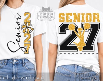 Senior Cheer 2027 SVG PNG, Cheerleader Class of 2027, Graduation Shirt Design (Digital Files)