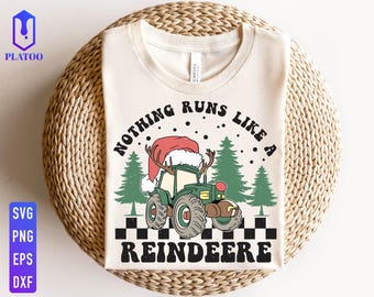 Christmas Tractor Reindeer SVG PNG, Christmas Tractor Reindeer, Retro Kids Holiday Shirt Design (Digital File)