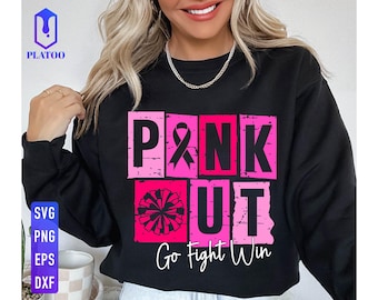 Pink Out Cheer SVG, Fight Cancer Ribbon, Awareness Design (digitale download)