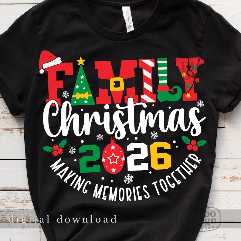 Familienweihnachten 2026 SVG PNG, Design für die Weihnachtscrew, Gemeinsam Erinnerungen schaffen, Passende Familienweihnachts-Shirts (Digitaler Download) Bild 4