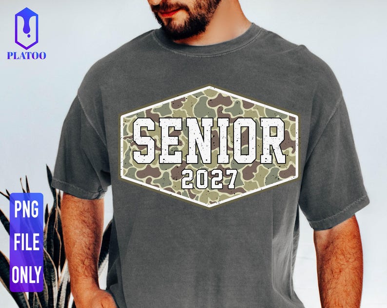 Diseño de camuflaje para graduación de PNG, descarga digital, para sublimación (Camo Senior 2027) imagen 3