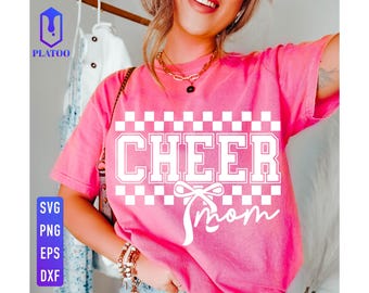 Cheer Mom Svg, Coquette Bow Cheerleader Design (Digital Download)