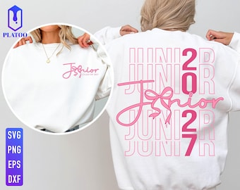 Junior 2027 Coquette Bow SVG, Graduation Shirt Design (Digital Download)