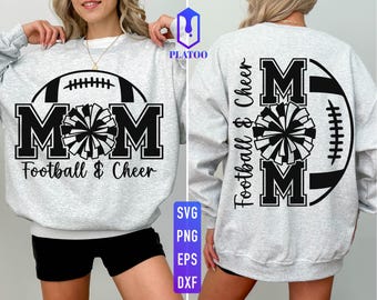 Football and Cheer Mom (svg, png, eps, dxf) (Digital Download)
