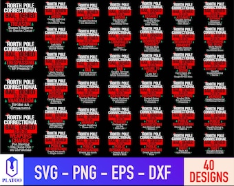 Pacchetto SVG PNG "North Pole Correctional", design natalizio per famiglie 2026, PNG per le vacanze, magliette natalizie divertenti abbinate per tutta la famiglia (download digitale)