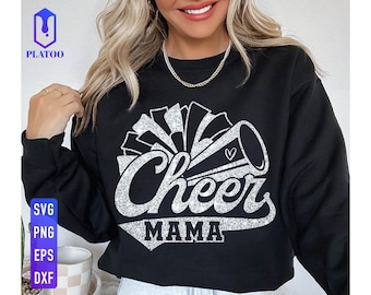 Cheer Mom SVG, Cheerleader PNG, Glitter Design (Digital Download)