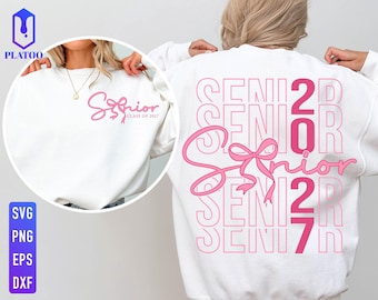 Diseño PNG de graduación con lazo coqueto para la promoción de 2027 (descarga digital)