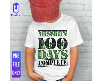100 Days of School Boy PNG, Military Mission Complete (Digital Download)