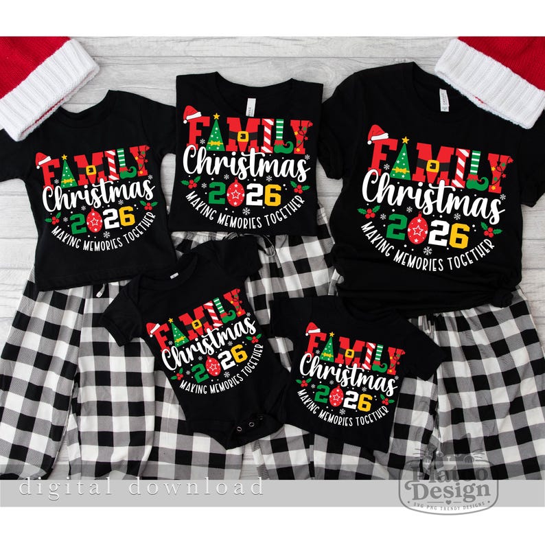Familienweihnachten 2026 SVG PNG, Design für die Weihnachtscrew, Gemeinsam Erinnerungen schaffen, Passende Familienweihnachts-Shirts (Digitaler Download) Bild 1