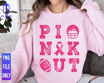 Pink Out Football, Breast Cancer Awareness PNG (Digital Download)