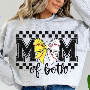 Mom Of Both Baseball Softball Mama Svg, Baseball Mom Svg, Softball Mom Svg, Softball Mom png, Baseball Mom Png, Baseball Coquette Png