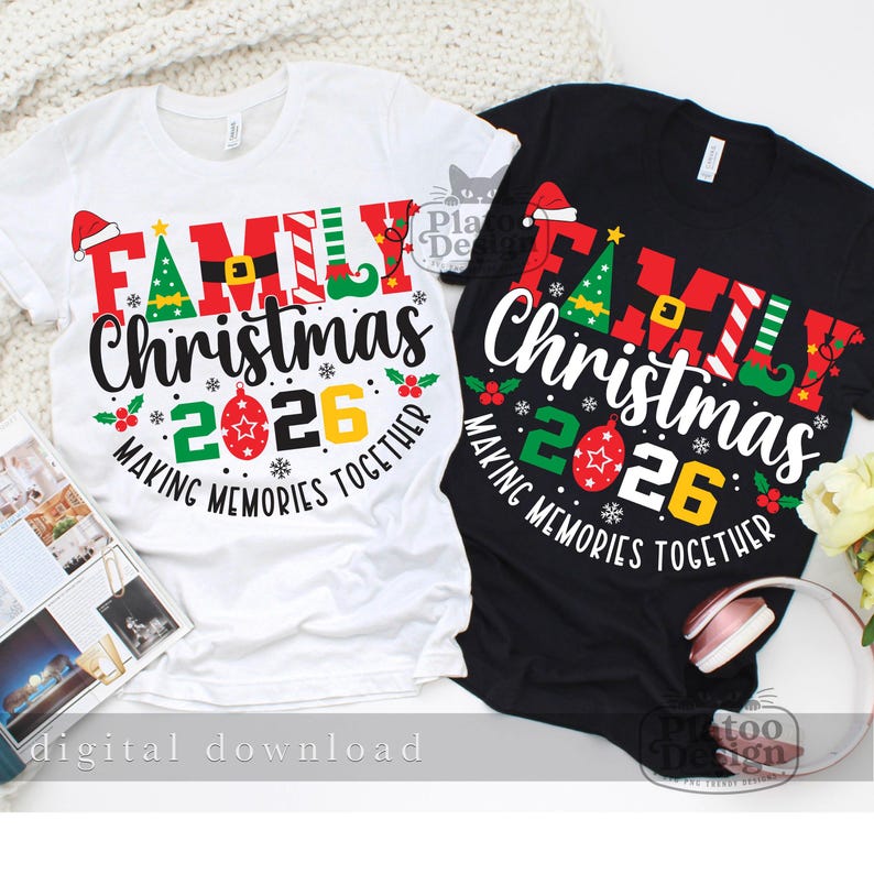 Familienweihnachten 2026 SVG PNG, Design für die Weihnachtscrew, Gemeinsam Erinnerungen schaffen, Passende Familienweihnachts-Shirts (Digitaler Download) Bild 3