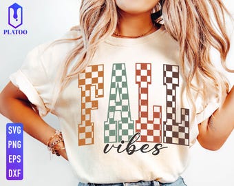 Retro Checkered Fall Vibes SVG, Thanksgiving Sublimation (Digital Download)