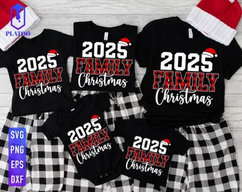 Family Christmas 2025 SVG, Buffalo Plaid Shirt (Digital Download)