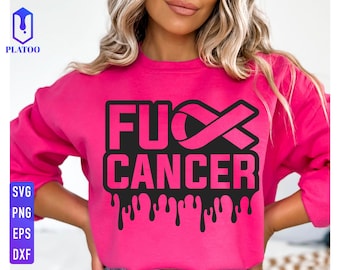 Breast Cancer Awareness Ribbon SVG, grappig kankerontwerp (digitale download)