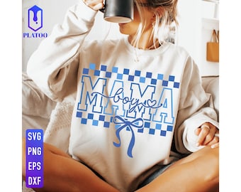 Boy Mama Checkered Bow SVG, Mom Of Boys, Mother's Day Sublimation (Digital Download)