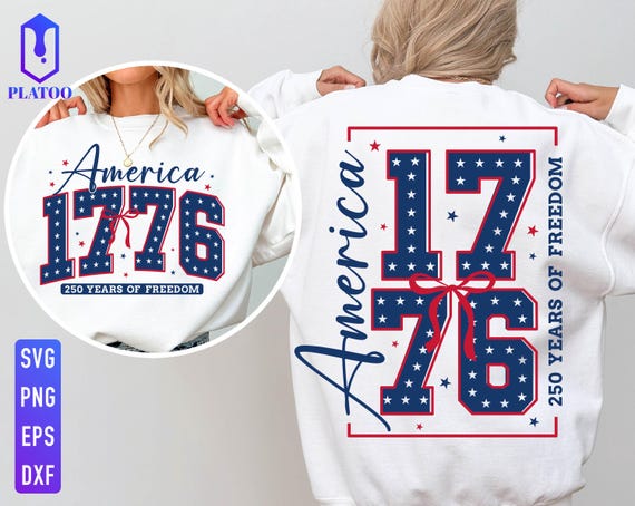 America 1776 SVG, Coquette 4th of July SVG, 250 Years of Freedom, 250th Independence Day, Patriotic Gifts, 4th of July (Digital Download)