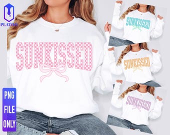 Sunkissed Retro Summer PNG, Coquette Bow Shirt Design (Digital Download)