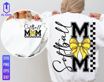 Softball Mom SVG, Mama with Bow, Sports Fan (Digital Files)