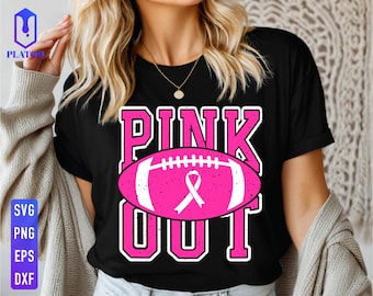 Pink Out Football, Fight Cancer Ribbon SVG (Digital Download)