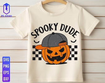 Retro Spooky Dude Pumpkin SVG, Halloween Boy PNG (Digital File)
