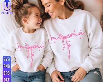 Mama Mini Coquette Bow Valentines SVG, Matching Valentine's day Sublimation Design (Digital Download)