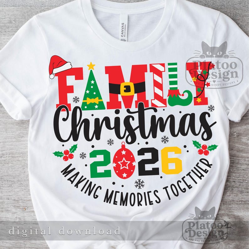 Familienweihnachten 2026 SVG PNG, Design für die Weihnachtscrew, Gemeinsam Erinnerungen schaffen, Passende Familienweihnachts-Shirts (Digitaler Download) Bild 5