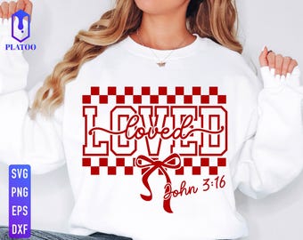 Geruite Loved John 3:16 SVG, Christian Valentine (digitale download)