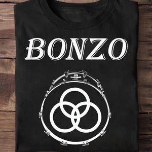 Bonzo Three Rings Symbol Bass Drum T Shirt  - Drummer Shirt, Drummer Gifts, Drumming Tshirt,Funny Drumset, Drum Player Tee