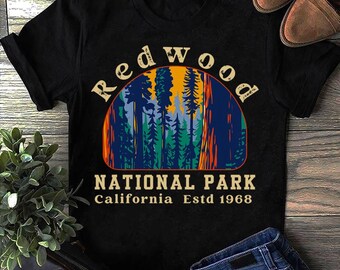 Redwood National Park California Retro Vintage Camping Gifts National Park T Shirt, Camping T Shirt, Camp T-Shirt, Camping, Funny Camping