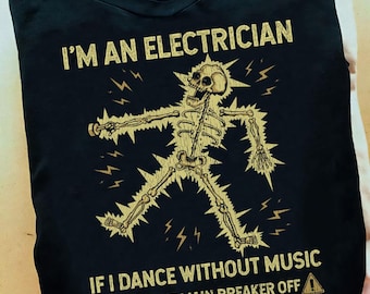 Grappige elektricien skelet bliksem elektricien T-shirt - elektricien, elektricien geschenken, elektricien shirts, elektricien
