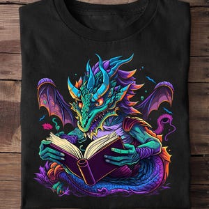 Dragon Reading Book Dragon T Shirt - Japanese Dragon Shirt, Japanese Shirt, Dragon Gift, Chinese Dragon Shirt