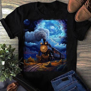Locomotiva a vapore, locomotiva a vapore d&#39;epoca Van Gogh, 1 treno, regali per macchinisti, amanti dei treni, regalo per amanti dei treni, appassionato di treni