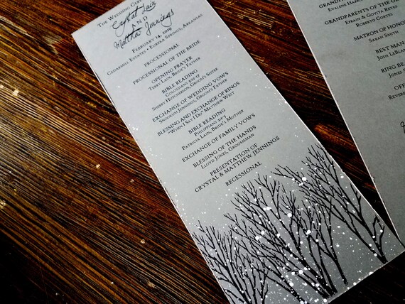 winter wedding program winter wonderland wedding program snowy etsy