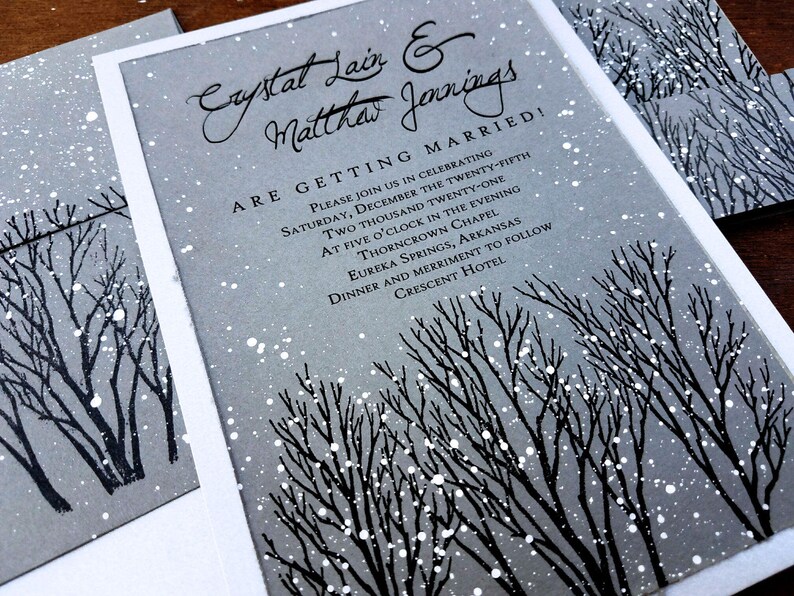 Sample Winter Wedding Invitations Rustic Wedding Invitations Etsy