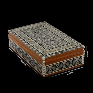 Unique Egyptian jewelry box made of wood inlaid with mother of pearl