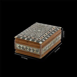 Unique Egyptian jewelry box made of wood inlaid with mother of pearl