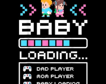 Bebé Gamer Cargando PNG – Diseño de Anuncio de Bebé, Revelación de Embarazo Gamer, Carga de Nuevo Jugador, Body y Mono de Bebé, Descarga Digital