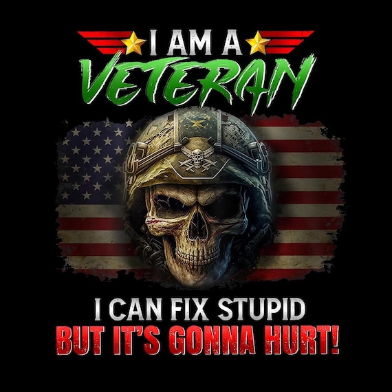 Veteran Can Fix Stupid PNG, Funny Military Quote Distressed Word Art, Patriotic Sarcastic Design for Shirts and Gifts, Digital Download