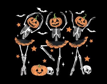 Esqueleto de calabaza de ballet PNG, bailarina de Halloween, Halloween divertido, temporada espeluznante, bailarina de ballet, bruja, truco o trato, archivo digital