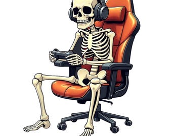 Skeleton Gamer PNG, Video Games, Halloween Gaming, Spooky Season, Funny Gamer Gift, Skeleton Shirt, Gaming Lover