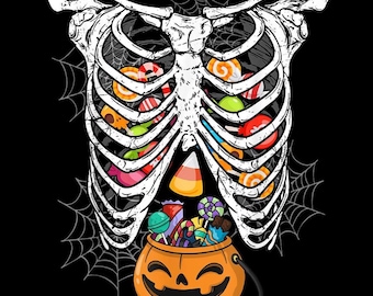 Halloween Candy Skeleton, Rib Cage X-Ray Funny, Trick or Treat, Candy Bones, Spooky Season, Funny Halloween, Kids and Adults
