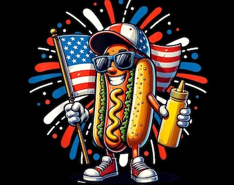 4th of July Hotdog PNG, Funny Patriotic Food Sublimation, USA BBQ Party Digital Download, Independence Day Hot Dog Shirt, Summer Cookout