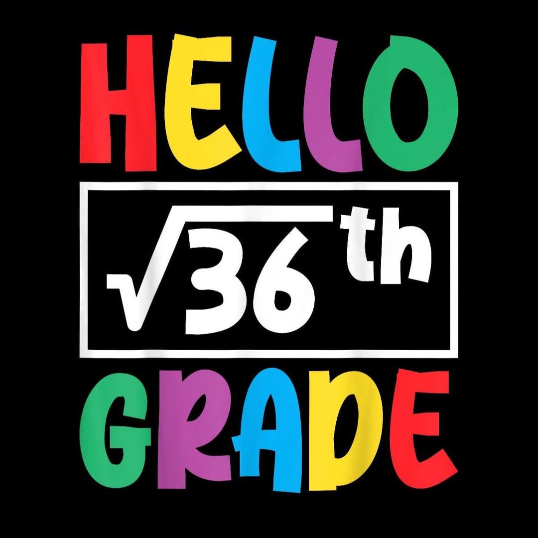 36th Grade Math Hello Square Root 36th Grade PNG | Funny 6th Grade Math Student Shirt ...