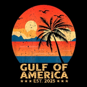 Der Golf von Amerika 2025 Png, Retro USA digitaler Download, Amerika Karte Kunst, Vintage Reise Poster, druckbare Wandkunst, USA Png Design