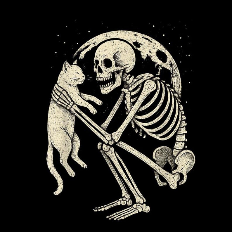 Skeleton Kitty Skeleton Cat PNG, Cute Goth Skull Kitty Sublimation, Spooky Halloween ...